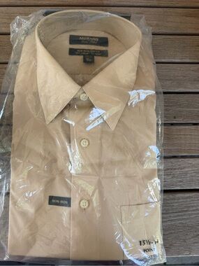 Murano Gold Label Men’s Non-Iron Stretch Dress Shirt 15.5 34 Beige